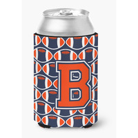 "Caroline's Treasures CJ1066-BCC Letter B Football Orange, Blue and white Can or Bottle Hugger, Multicolor"