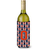 "Letter O Football Orange, Blue and white Wine Bottle Beverage Insulator Hugger CJ1066-OLITERK"