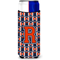 "Letter R Football Orange, Blue and white Ultra Beverage Insulators for slim cans CJ1066-RMUK"