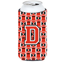 Letter D Football Scarlet and Grey Tall Boy Beverage Insulator Hugger CJ1067-DTBC