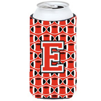 Letter E Football Scarlet and Grey Tall Boy Beverage Insulator Hugger CJ1067-ETBC