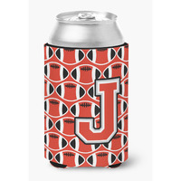 "Caroline's Treasures CJ1067-JCC Letter J Football Scarlet and Grey Can or Bottle Hugger, Multicolor"