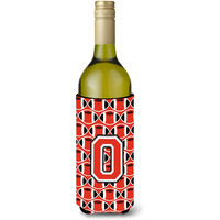 Letter O Football Scarlet and Grey Wine Bottle Beverage Insulator Hugger CJ1067-OLITERK