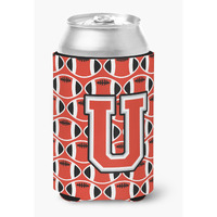"Caroline's Treasures CJ1067-UCC Letter U Football Scarlet and Grey Can or Bottle Hugger, Multicolor"