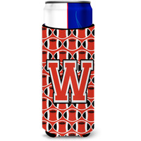 Letter W Football Scarlet and Grey Ultra Beverage Insulators for slim cans CJ1067-WMUK