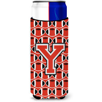Letter Y Football Scarlet and Grey Ultra Beverage Insulators for slim cans CJ1067-YMUK
