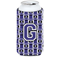 Letter G Football Purple and White Tall Boy Beverage Insulator Hugger CJ1068-GTBC