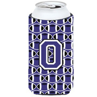 Letter O Football Purple and White Tall Boy Beverage Insulator Hugger CJ1068-OTBC