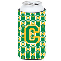 Letter C Football Green and Gold Tall Boy Beverage Insulator Hugger CJ1069-CTBC