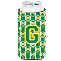Letter G Football Green and Gold Tall Boy Beverage Insulator Hugger CJ1069-GTBC