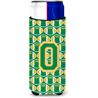 Letter O Football Green and Gold Ultra Beverage Insulators for slim cans CJ1069-OMUK