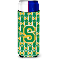 Letter S Football Green and Gold Ultra Beverage Insulators for slim cans CJ1069-SMUK