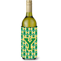 Letter Y Football Green and Gold Wine Bottle Beverage Insulator Hugger CJ1069-YLITERK