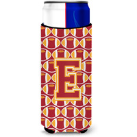 Letter E Football Cardinal and Gold Ultra Beverage Insulators for slim cans CJ1070-EMUK