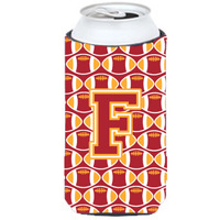 Letter F Football Cardinal and Gold Tall Boy Beverage Insulator Hugger CJ1070-FTBC
