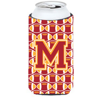 Letter M Football Cardinal and Gold Tall Boy Beverage Insulator Hugger CJ1070-MTBC