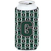 Letter G Football Green and White Tall Boy Beverage Insulator Hugger CJ1071-GTBC