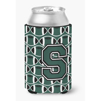 "Caroline's Treasures CJ1071-SCC Letter S Football Green and White Can or Bottle Hugger, Multicolor"
