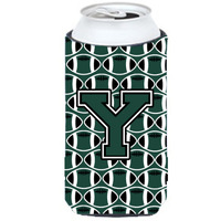 Letter Y Football Green and White Tall Boy Beverage Insulator Hugger CJ1071-YTBC