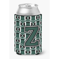 "Caroline's Treasures CJ1071-ZCC Letter Z Football Green and White Can or Bottle Hugger, Multicolor"