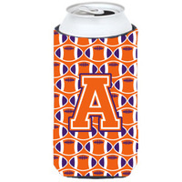 "Letter A Football Orange, White and Regalia Tall Boy Beverage Insulator Hugger CJ1072-ATBC"