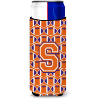 "Letter S Football Orange, White and Regalia Ultra Beverage Insulators for slim cans CJ1072-SMUK"