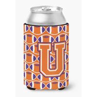 "Caroline's Treasures CJ1072-UCC Letter U Football Orange, White and Regalia Can or Bottle Hugger, Multicolor"