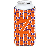 "Letter Z Football Orange, White and Regalia Tall Boy Beverage Insulator Hugger CJ1072-ZTBC"