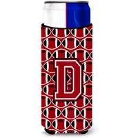 "Letter D Football Red, Black and White Ultra Beverage Insulators for slim cans CJ1073-DMUK"