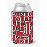 "Caroline's Treasures CJ1073-JCC Letter J Football Red, Black and White Can or Bottle Hugger, Multicolor"