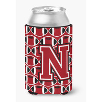 "Caroline's Treasures CJ1073-NCC Letter N Football Red, Black and White Can or Bottle Hugger, Multicolor"