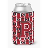 "Caroline's Treasures CJ1073-PCC Letter P Football Red, Black and White Can or Bottle Hugger, Multicolor"