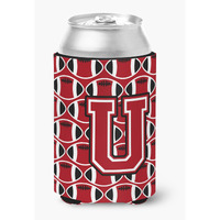 "Caroline's Treasures CJ1073-UCC Letter U Football Red, Black and White Can or Bottle Hugger, Multicolor"