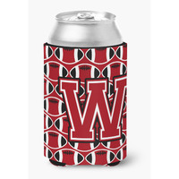 "Caroline's Treasures CJ1073-WCC Letter W Football Red, Black and White Can or Bottle Hugger, Multicolor"