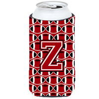"Letter Z Football Red, Black and White Tall Boy Beverage Insulator Hugger CJ1073-ZTBC"