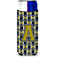 Letter A Football Blue and Gold Ultra Beverage Insulators for slim cans CJ1074-AMUK
