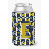 "Caroline's Treasures CJ1074-ECC Letter E Football Blue and Gold Can or Bottle Hugger, Multicolor"