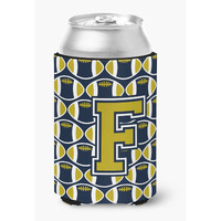 "Caroline's Treasures CJ1074-FCC Letter F Football Blue and Gold Can or Bottle Hugger, Multicolor"