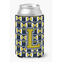"Caroline's Treasures CJ1074-LCC Letter L Football Blue and Gold Can or Bottle Hugger, Multicolor"