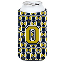 Letter O Football Blue and Gold Tall Boy Beverage Insulator Hugger CJ1074-OTBC