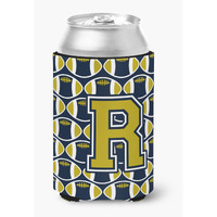 "Caroline's Treasures CJ1074-RCC Letter R Football Blue and Gold Can or Bottle Hugger, Multicolor"