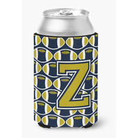 "Caroline's Treasures CJ1074-ZCC Letter Z Football Blue and Gold Can or Bottle Hugger, Multicolor"