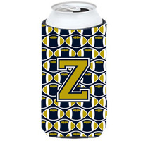 Letter Z Football Blue and Gold Tall Boy Beverage Insulator Hugger CJ1074-ZTBC