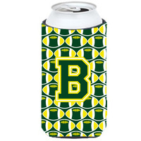 "Caroline's Treasures CJ1075-BTBC Letter B Football Green and Yellow Tall Boy Koozie Hugger, Multicolor"