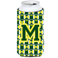 Letter M Football Green and Yellow Tall Boy Beverage Insulator Hugger CJ1075-MTBC