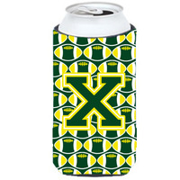 Letter X Football Green and Yellow Tall Boy Beverage Insulator Hugger CJ1075-XTBC