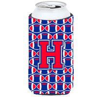 Letter H Football Crimson and Yale Blue Tall Boy Beverage Insulator Hugger CJ1076-HTBC