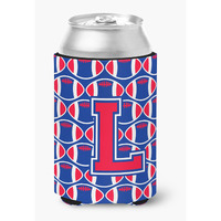 "Caroline's Treasures CJ1076-LCC Letter L Football Harvard Crimson and Yale Blue Can or Bottle Hugger, Multicolor"