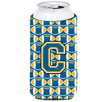 Letter C Football Blue and Gold Tall Boy Beverage Insulator Hugger CJ1077-CTBC