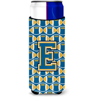 Letter E Football Blue and Gold Ultra Beverage Insulators for slim cans CJ1077-EMUK